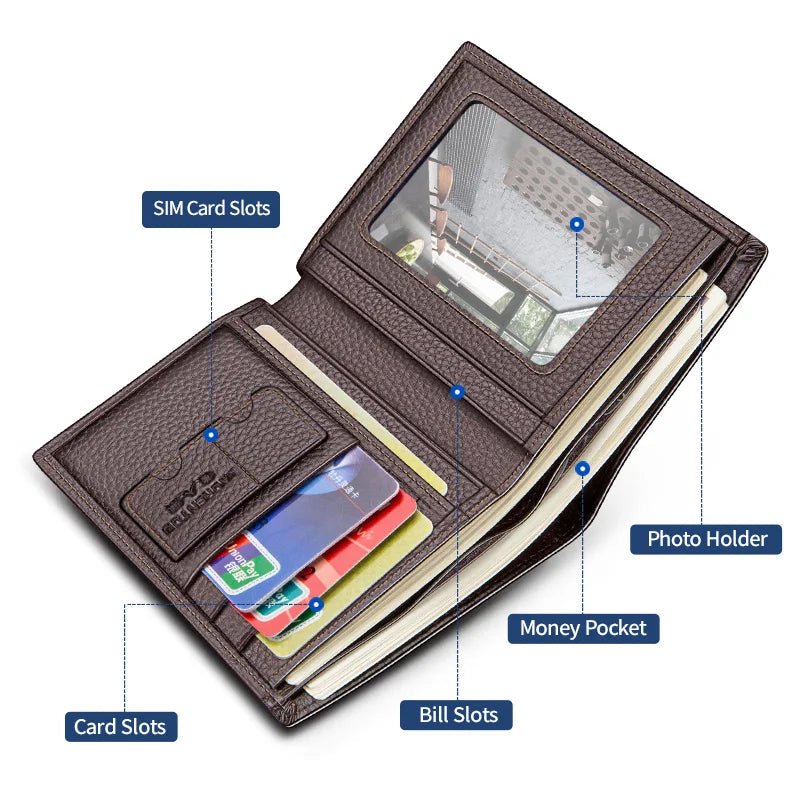 LAORENTOU Men Genuine Leather Wallet Small Card Holder Wallet Gift for Husband,  Boyfriend Usedleon