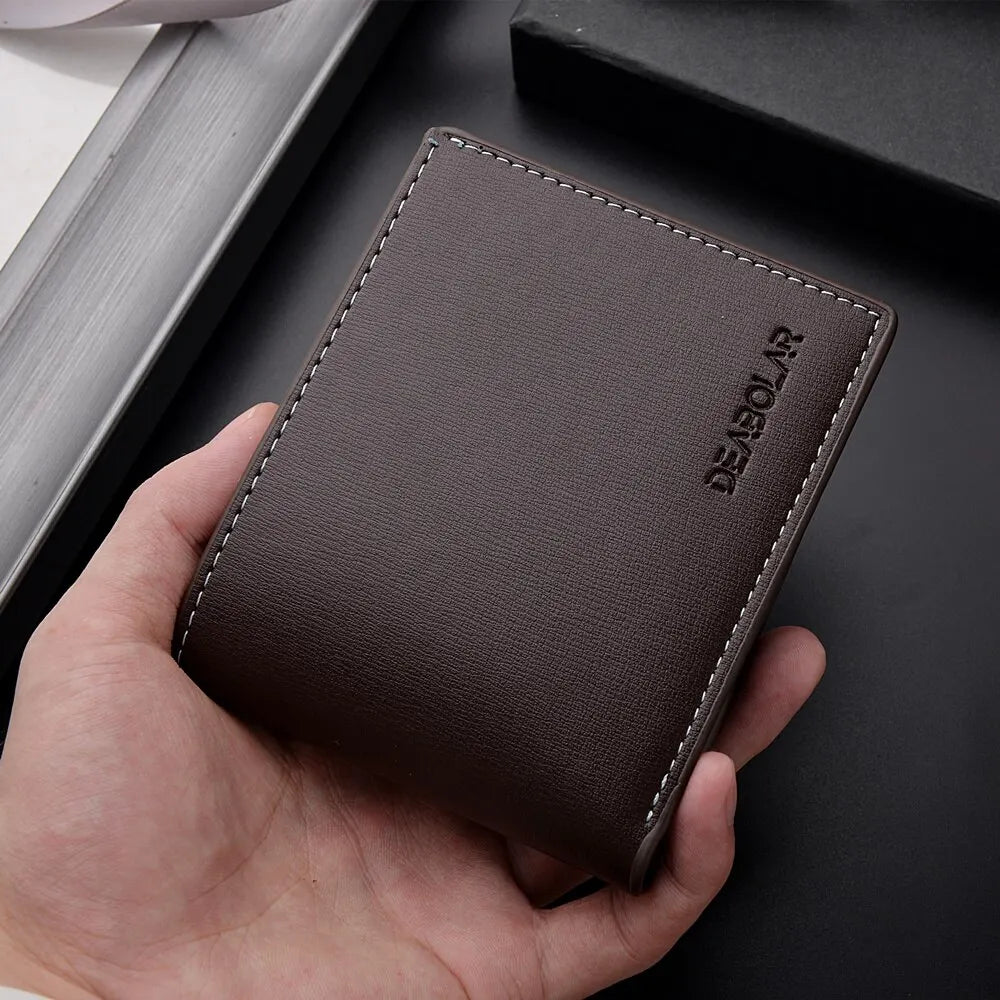 Pu Leather Men Short Wallet Thin Style Folding Young Men Credit Card Holder Wallet Usedleon