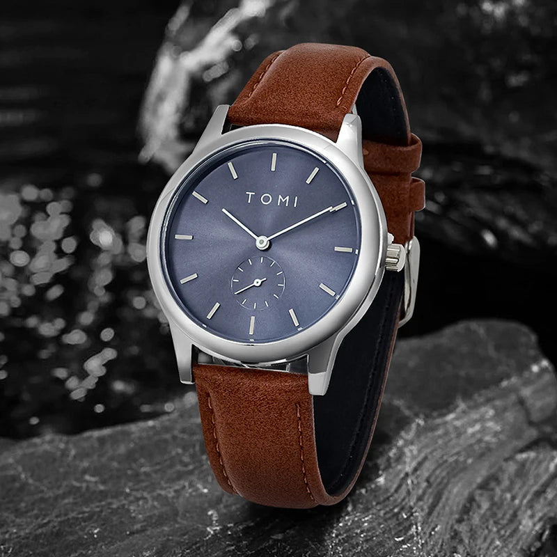 TOMI Fashion Men's Two Pin Half Belt Watch Casual and Minimalist Men's Quartz Watch Usedleon