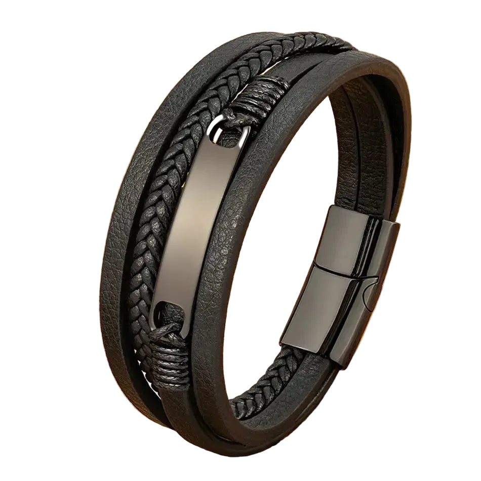 XQNI Multi-layer Braided Leather Wrap Bracelet Men Cool Trend Stainless Steel Casual Buckle Bracelet Jewelry Accessories Gift Usedleon