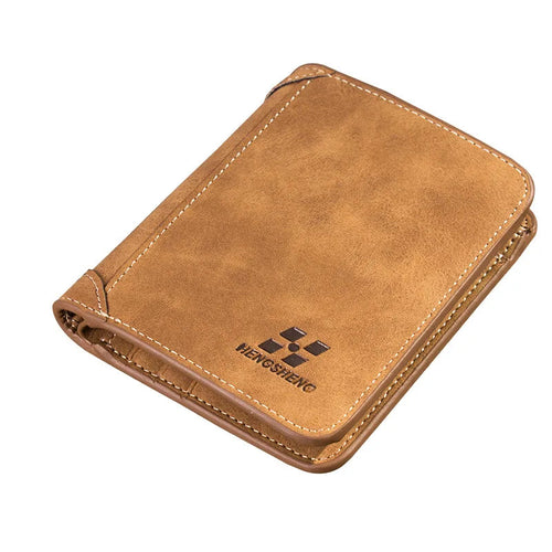 New Men Wallets Credit Card/ID Holder Vintage Brand Male Wallet High Quality PU Leather Photo Holder Foldable Short Men Purse Usedleon