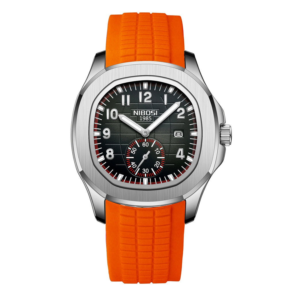 NIBOSI Luxury Men‘s Watches Business Waterproof Male Clock Luminous Silicone Band Date Square Quartz Man Watches Reloj Hombre Usedleon