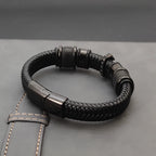Dark Series Men's Leather Cross Bracelet New Fashion Hand-woven Rope Multi-layer Combination Stainless Steel Male Jewelry Gift Usedleon