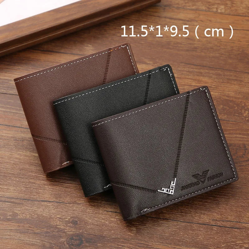 Men's Slim Money Clip Wallet Credit Card ID Holder Casual Male Leather Short Multi Card Holder Purses Business Man Bifold Wallet Usedleon