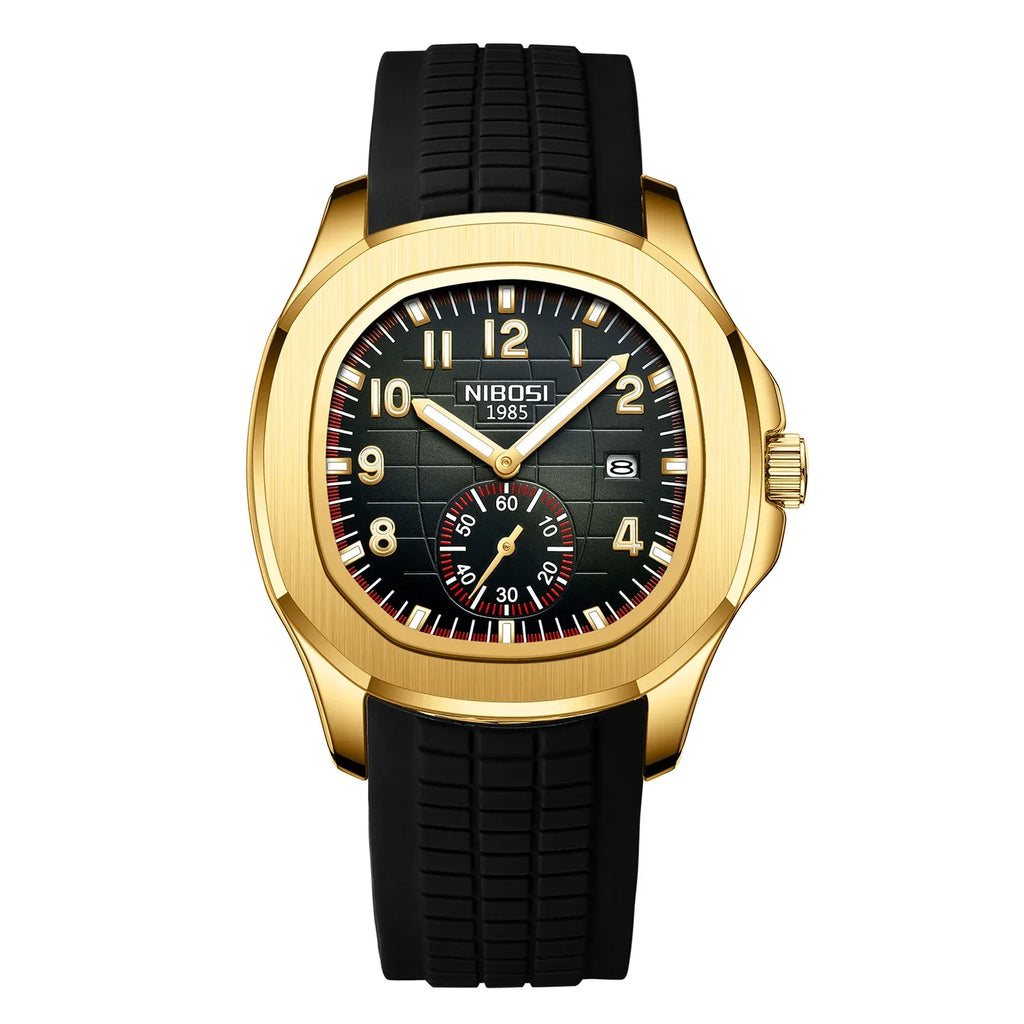NIBOSI Luxury Men‘s Watches Business Waterproof Male Clock Luminous Silicone Band Date Square Quartz Man Watches Reloj Hombre Usedleon