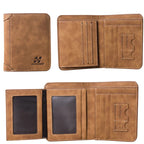 New Men Wallets Credit Card/ID Holder Vintage Brand Male Wallet High Quality PU Leather Photo Holder Foldable Short Men Purse Usedleon