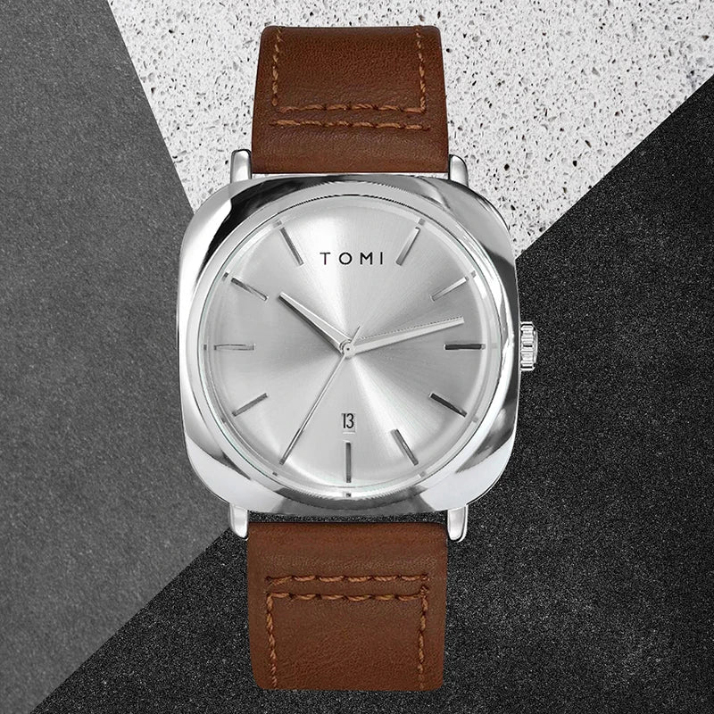 TOMI Men's Fashion Business Design Watch Square Small Disc Watch High Quality Minimalist Design Elegant Men's Watch Quartz Watch Usedleon