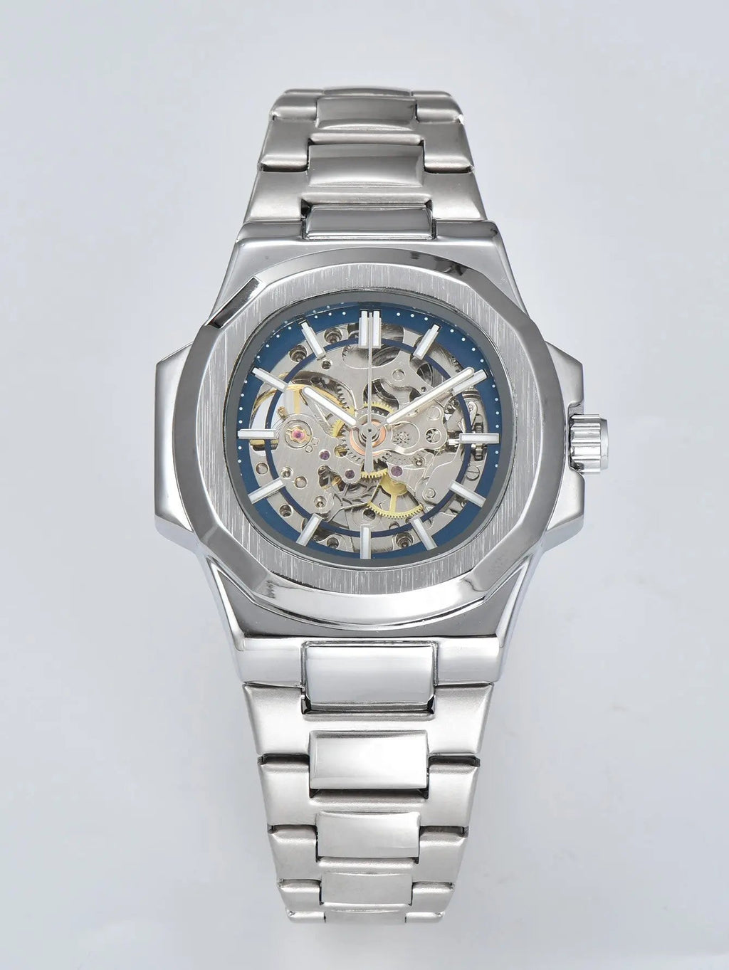 LONGLUX HOT SALE automatic mechanical men watch wholesale no logo waterproof skeleton business  stainless steel gift watch Usedleon