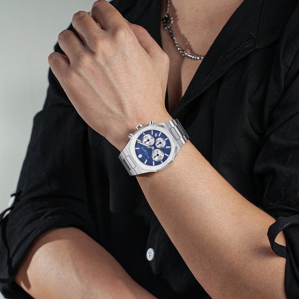 SAPPHERO Men's watch Stainless steel Waterproof men's watch Chronograph Business men's watch best gift clock Usedleon