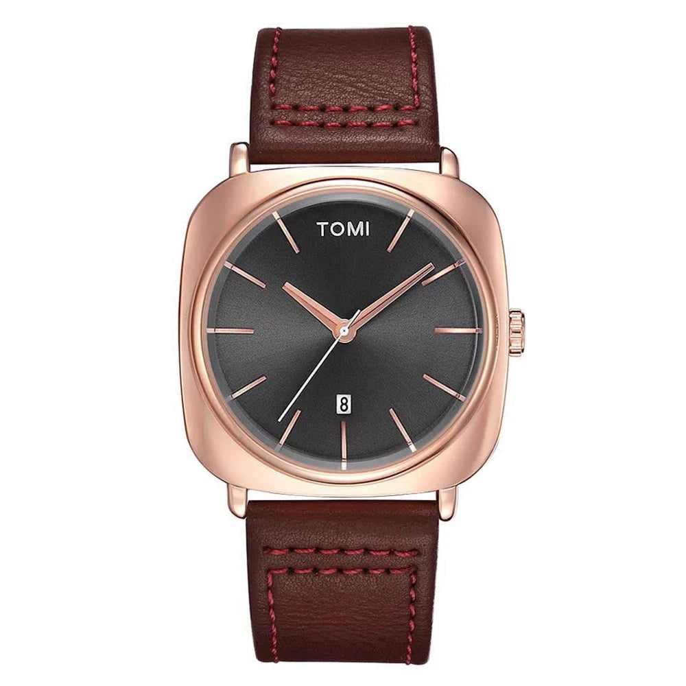 TOMI Men's Fashion Business Design Watch Square Small Disc Watch High Quality Minimalist Design Elegant Men's Watch Quartz Watch Usedleon