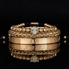 3pcs/set Classical Handmade Braiding Bracelet  Hip Hop Men Pave CZ Leopard Head Roman Numeral Bracelet Stainless Steel Jewelry Usedleon