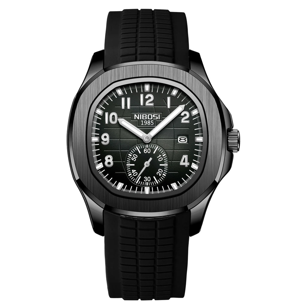 NIBOSI Luxury Men‘s Watches Business Waterproof Male Clock Luminous Silicone Band Date Square Quartz Man Watches Reloj Hombre Usedleon