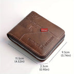 Men's Wallet Made of PU Wax Oil Skin Purse for Men Coin Purse Short Male Card Holder Wallets Zipper Around Money Coin Purse Usedleon