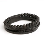 Men Leather Bracelet Classic Fashion Tiger Eye Beaded Multi Layer Leather Bracelet For Men Jewelry Gift Usedleon