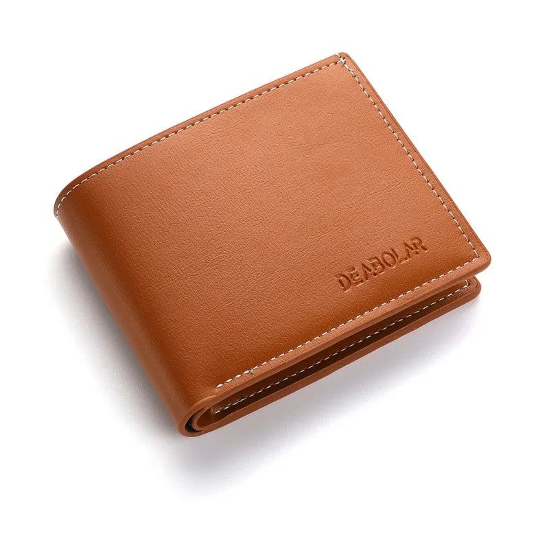 Pu Leather Men Short Wallet Thin Style Folding Young Men Credit Card Holder Wallet Usedleon