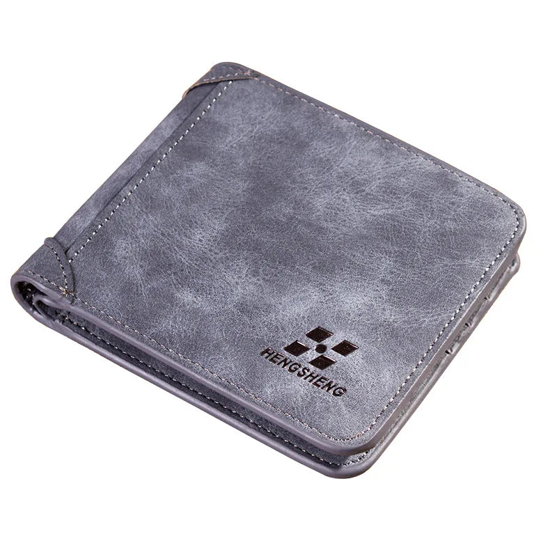 New Men Wallets Credit Card/ID Holder Vintage Brand Male Wallet High Quality PU Leather Photo Holder Foldable Short Men Purse Usedleon