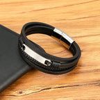 XQNI Multi-layer Braided Leather Wrap Bracelet Men Cool Trend Stainless Steel Casual Buckle Bracelet Jewelry Accessories Gift Usedleon