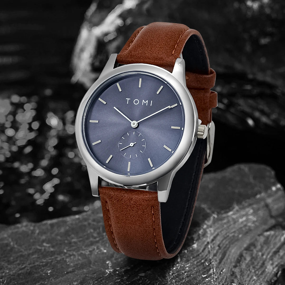 TOMI Fashion Men's Two Pin Half Belt Watch Casual and Minimalist Men's Quartz Watch Usedleon
