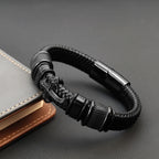 Dark Series Men's Leather Cross Bracelet New Fashion Hand-woven Rope Multi-layer Combination Stainless Steel Male Jewelry Gift Usedleon