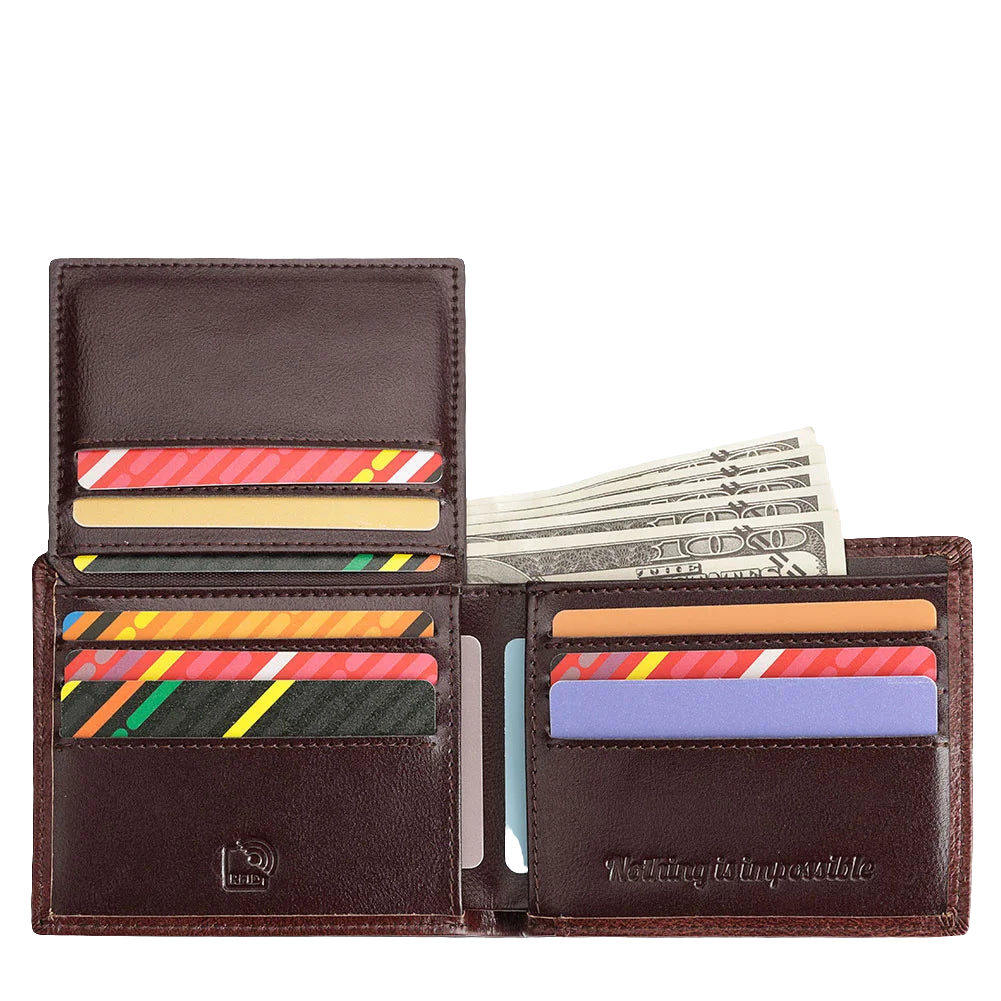 KAVIS Handmade Men's Wallet Genuine Leather RFID Card Holder with ID Window Large Capacity Male Storage Money Bag Fashion Usedleon