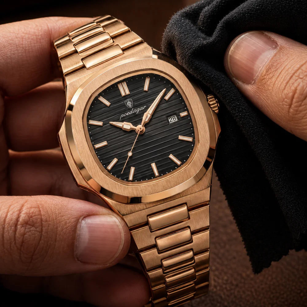 Relógio Masculino Golden Deluxe — Aço Inoxidável Usedleon